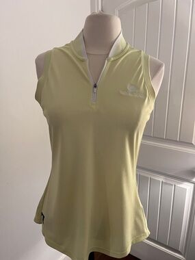 adidas Light Yellow Sleeveless Zip-Front Golf Tank